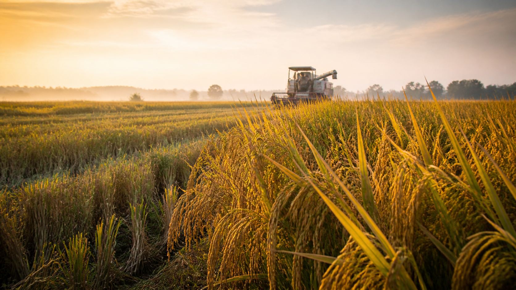 Basmati paddy rice farm in Haryana, India